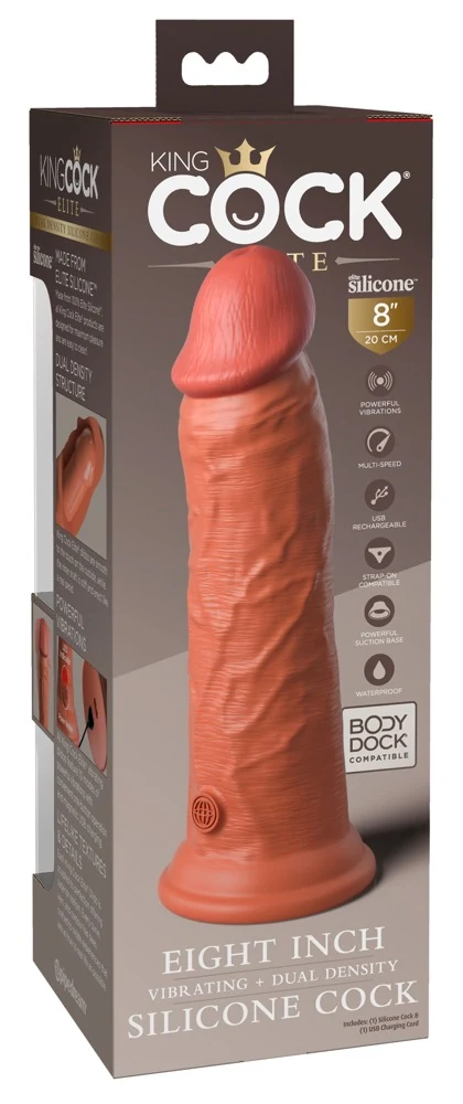 King Cock Elite 8 DD Vibrating Cock Tan