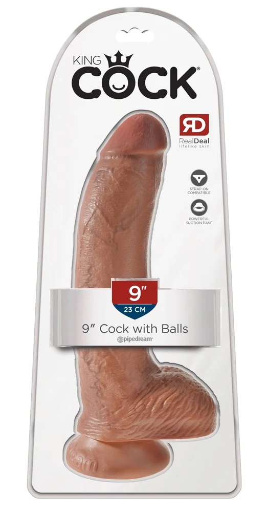 King Cock 9 Cock with Balls Tan