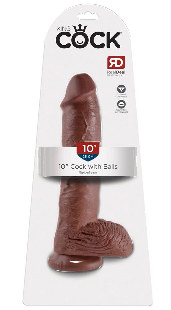 King Cock 10 Cock with Balls Brown