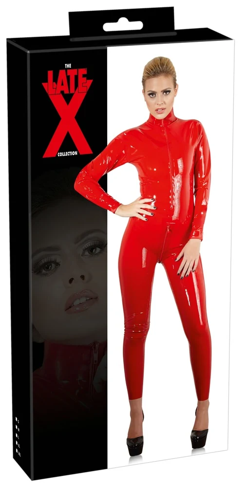 Latex Catsuit rot XS