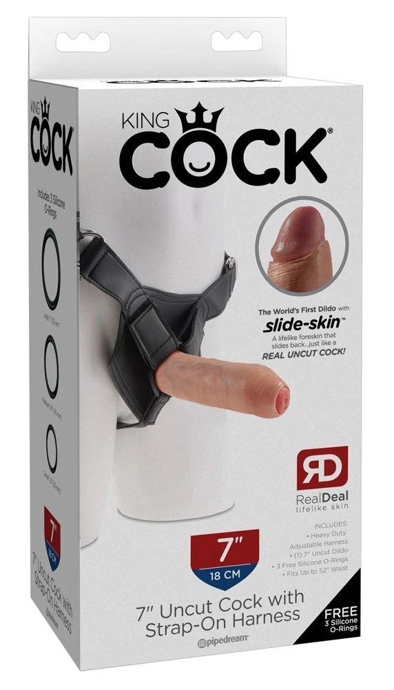 King Cock 7 Uncut with Strap-On Ligh