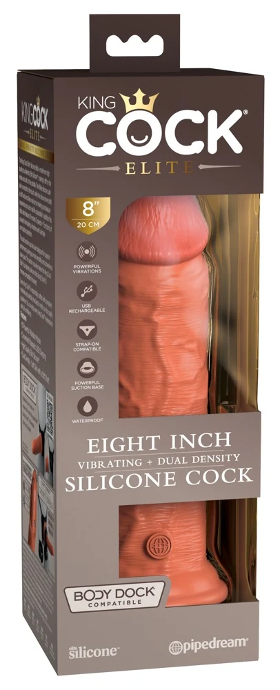 King Cock Elite 8 DD Vibrating Cock Tan