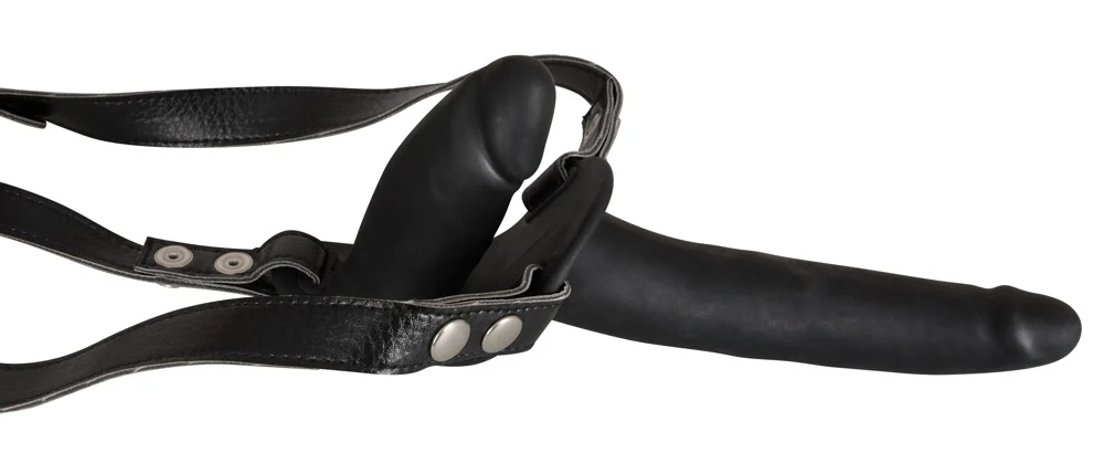 Double Strap-On Black Silicone