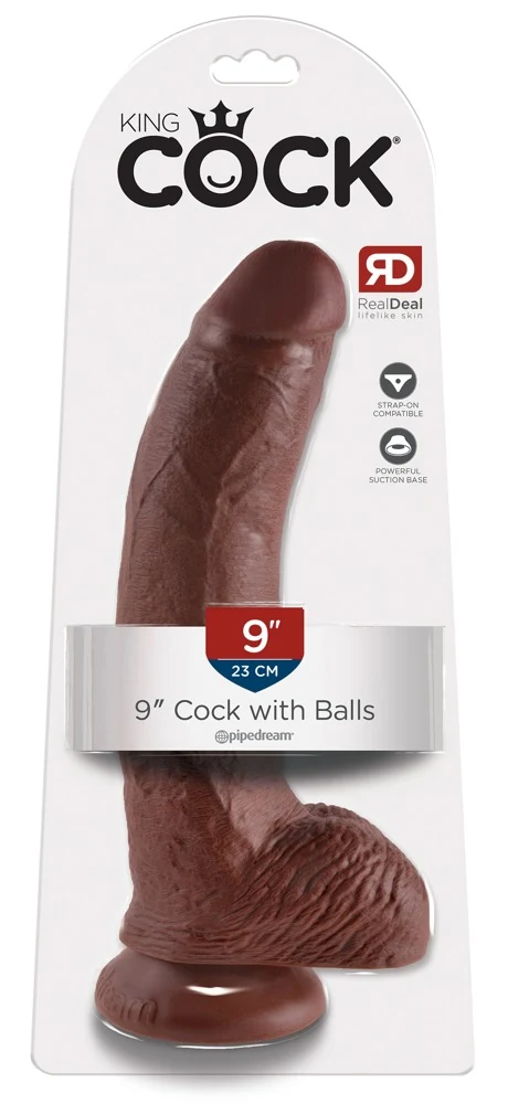 King Cock 9 Cock with Balls Brown