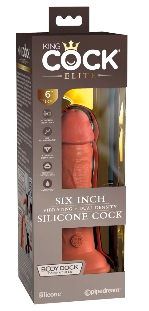 King Cock Elite 6 DD Vibrating Cock Tan