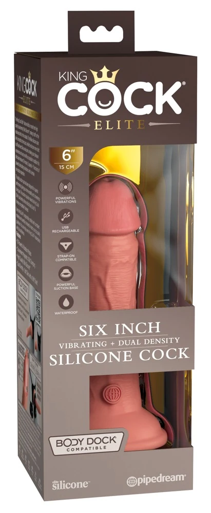 King Cock Elite 6 DD Vibrating Cock Light