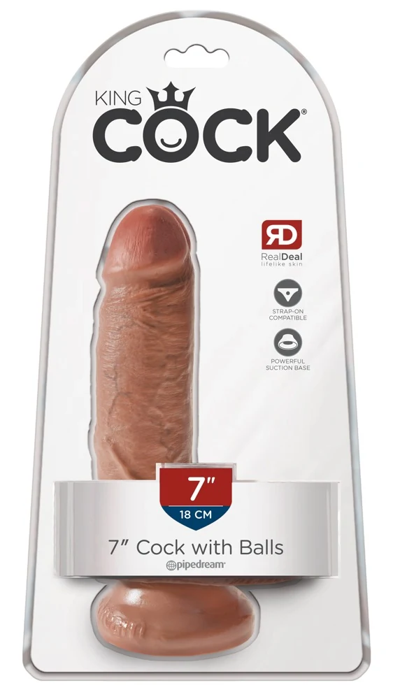 King Cock 7 Cock with Balls Tan
