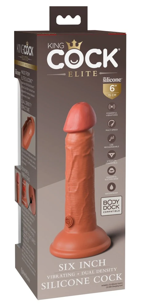 King Cock Elite 6 DD Vibrating Cock Tan